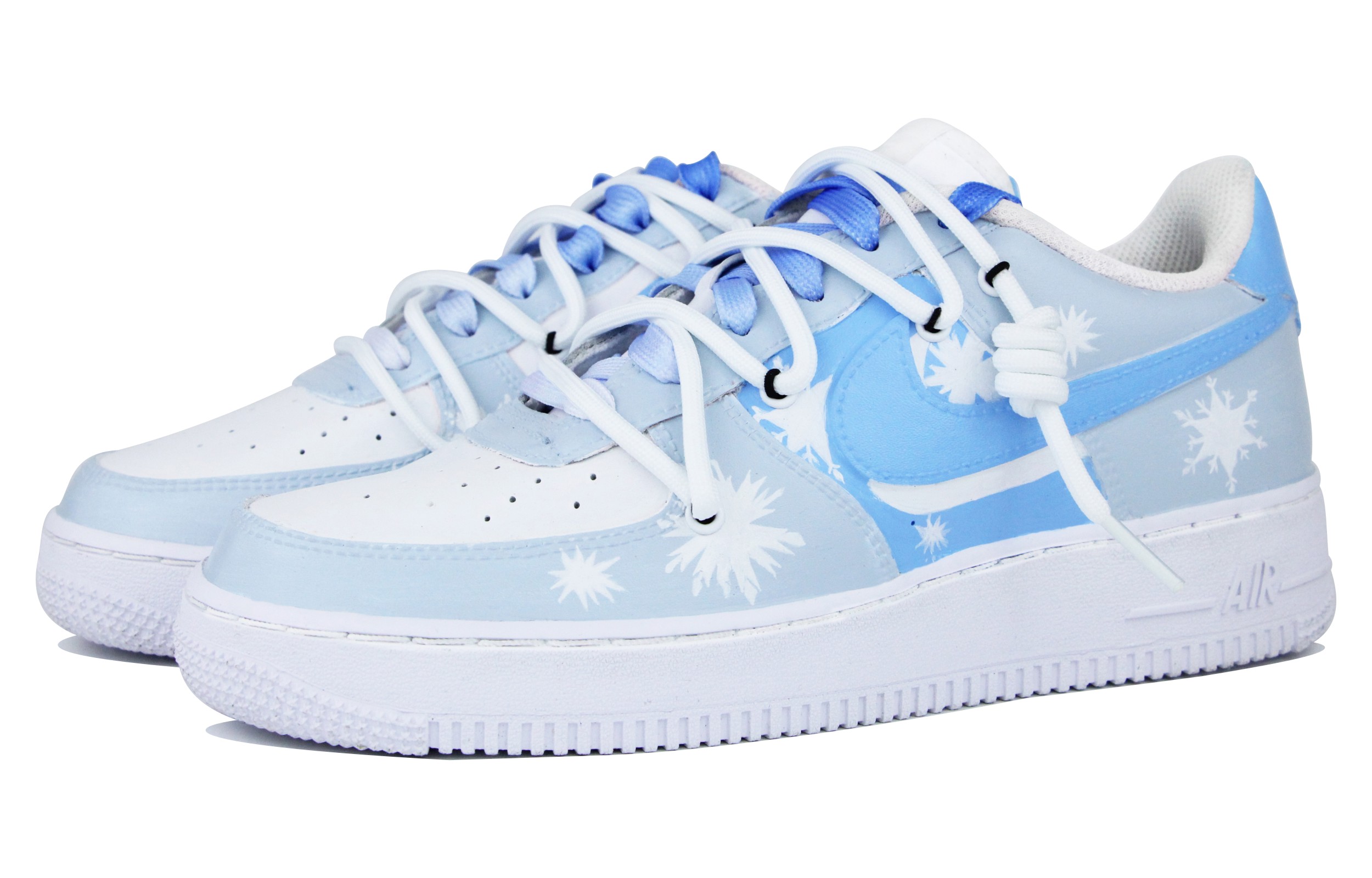 Shop 【定制球鞋】 Nike Air Force 1 Low `07 空軍一號 學生藍系列 雪花 解構 低幫 板鞋 男款 藍白