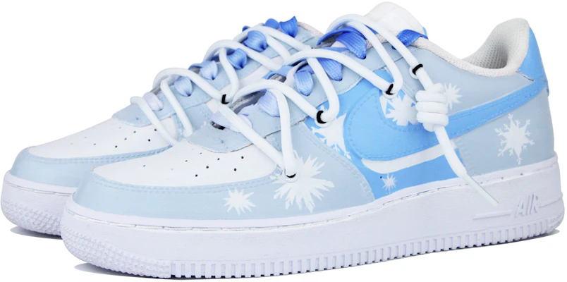 【定制球鞋】 Nike Air Force 1 Low `07 空軍一號 學生藍系列 雪花 解構 低幫 板鞋 男款 藍白 Shop 【定制球鞋】 Nike Air Force 1 Low `07 空軍一號 學生藍系列 雪花 解構 低幫 板鞋 男款 藍白