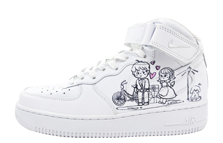 Buy 【カスタムシューズ】ナイキ エア フォース 1 '07 ミッド 'ホワイト ブラック' 315123-111（Team185-