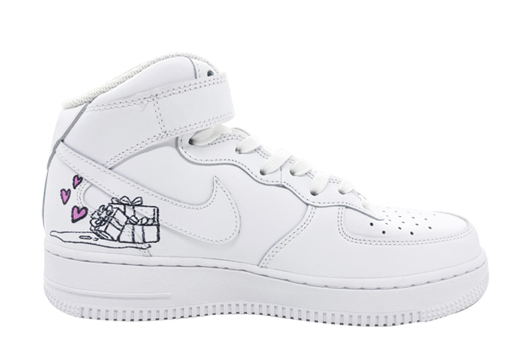 Lookbook 【カスタムシューズ】ナイキ エア フォース 1 '07 ミッド 'ホワイト ブラック' 315123-111（Team185-