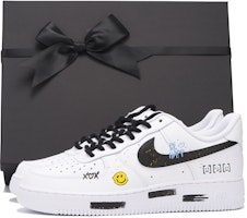 【訂製球鞋】 Nike Air Force 1 vibe風 塗鴉 百搭潮流 包覆性防滑 低筒 板鞋 GS 黑白 Order 【訂製球鞋】 Nike Air Force 1 vibe風 塗鴉 百搭潮流 包覆性防滑 低筒 板鞋 GS 黑白