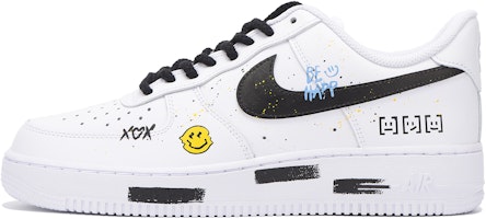 【訂製球鞋】 Nike Air Force 1 vibe風 塗鴉 百搭潮流 包覆性防滑 低筒 板鞋 GS 黑白 Lookbook 【訂製球鞋】 Nike Air Force 1 vibe風 塗鴉 百搭潮流 包覆性防滑 低筒 板鞋 GS 黑白