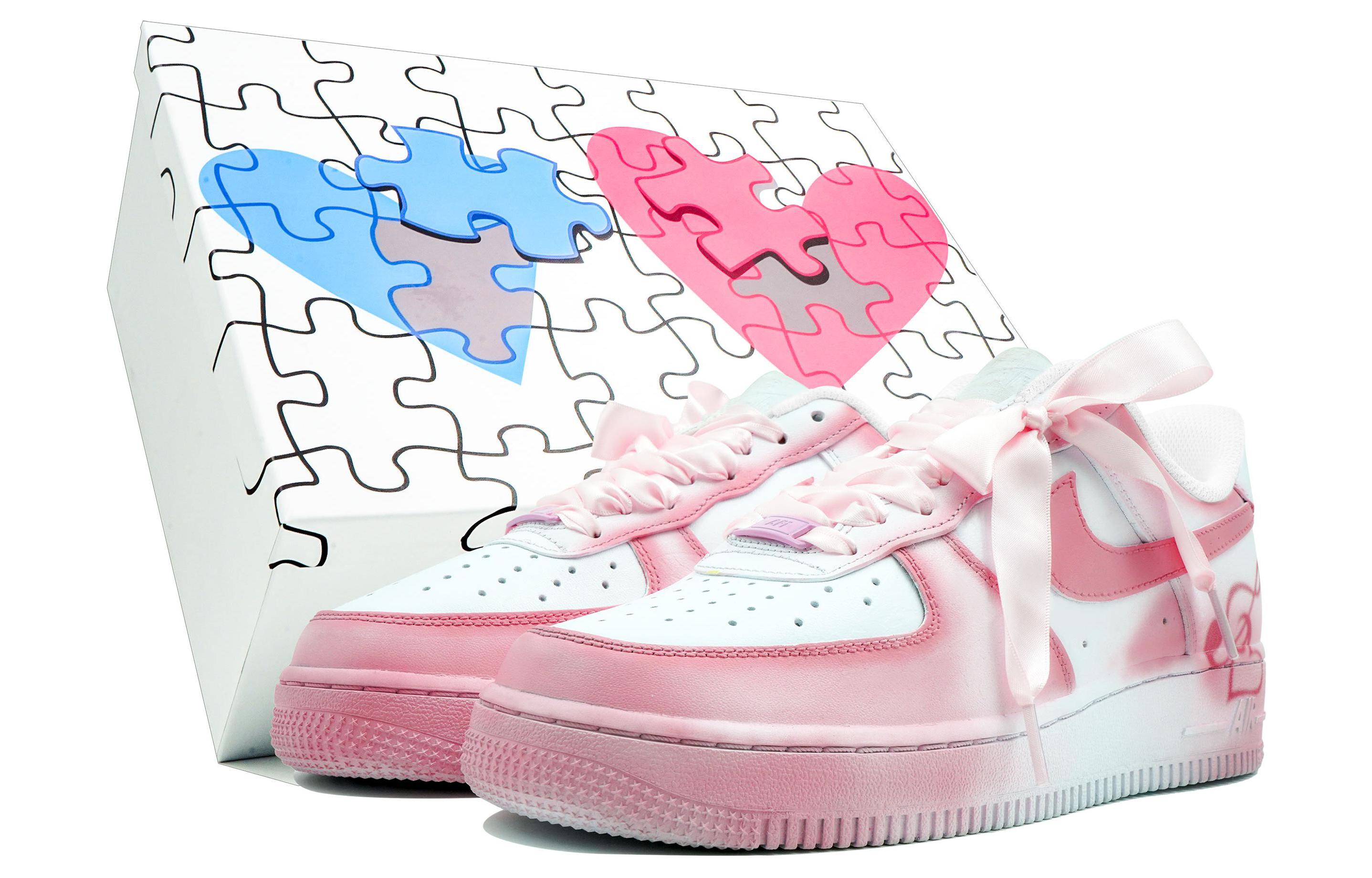 Buy 나이키 에어포스 1 '핑크 러브 하트' 커스텀  (Nike Air Force 1 'Pink Love Heart' Custom) DH2920-111(Team113-爱乐之心S-BOX)