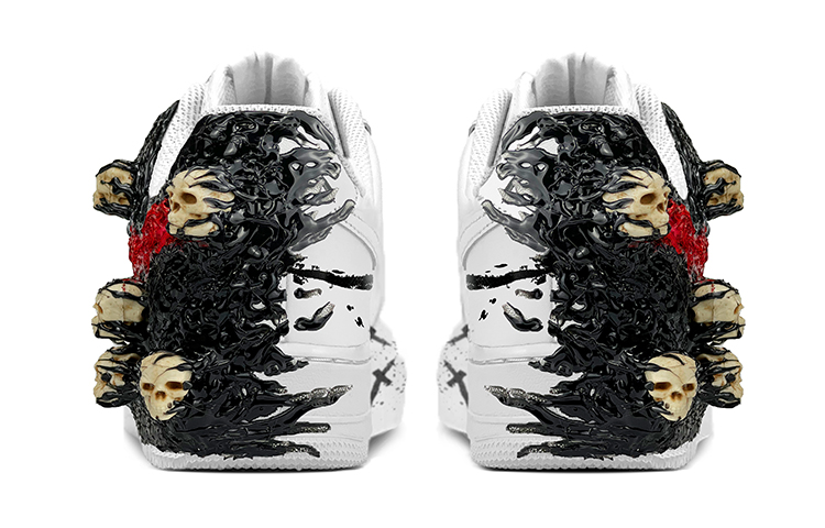 Shop [カスタムシューズ] ナイキ エアフォース 1 LE 'クトゥルフ ブラック レッド' DH2920-111(TeamY-女款克苏鲁地狱使者黑红)