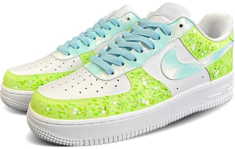 【定製球鞋】Nike Air Force 1 LE (GS) 空軍一號 幻想叢林 漸變 樹葉 手繪塗鴉 低幫 白綠 Lookbook 【定製球鞋】Nike Air Force 1 LE (GS) 空軍一號 幻想叢林 漸變 樹葉 手繪塗鴉 低幫 白綠