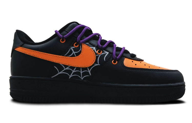 Order [Kasut Custom] Nike Air Force 1 Low -Lantern 'Samurai Hitam - Halloween Labah-labah Jack-o' CW2288-001(Team-S鬼脸南瓜)