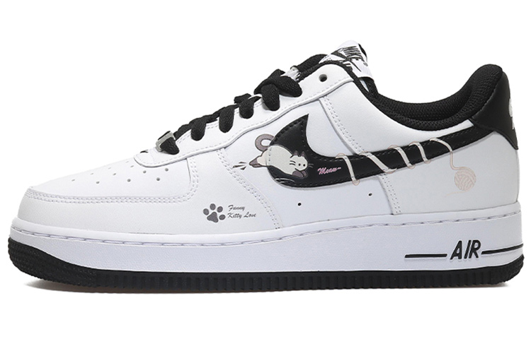 [Custom Shoes] Nike Air Force 1 Low 07 'White Black Knit Cat'