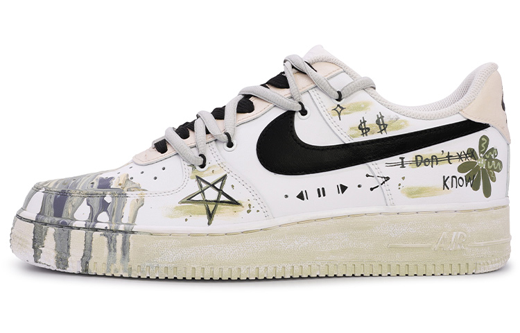 Buy [Sepatu Custom] Nike Air Force 1 Low '07 'Hitam Kuning Grafiti' CW2288-111(TeamM-男鎏金岁月流体)