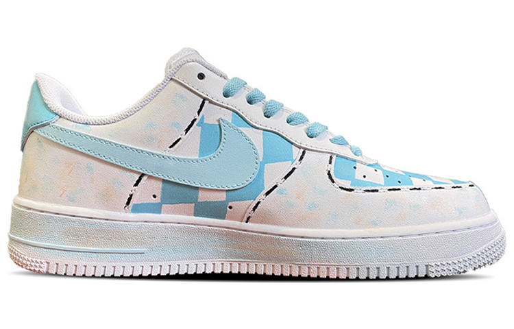 Order 【カスタムシューズ】ナイキ エア フォース 1 ロー '07 'ブルーデイジーグラフィティ' 315122-111(TeamD-男款蓝色雏菊S-BOX)