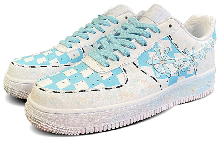Lookbook 【カスタムシューズ】ナイキ エア フォース 1 ロー '07 'ブルーデイジーグラフィティ' 315122-111(TeamD-男款蓝色雏菊S-BOX)
