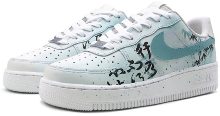 定制鞋款 Nike Air Force 1 低帮 '07 经典书法 白绿配色 CW2288-111(TeamS-七夕男款书法S-BOX) Lookbook 定制鞋款 Nike Air Force 1 低帮 '07 经典书法 白绿配色 CW2288-111(TeamS-七夕男款书法S-BOX)