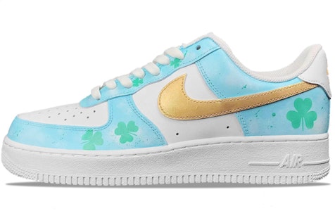【客製球鞋】Nike Air Force 1 Low 07 空軍一號 三葉草 Vibe風格 休閒 噴繪 低筒 板鞋 男款 藍綠 Buy 【客製球鞋】Nike Air Force 1 Low 07 空軍一號 三葉草 Vibe風格 休閒 噴繪 低筒 板鞋 男款 藍綠