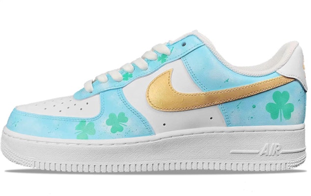 【客製球鞋】Nike Air Force 1 Low 07 空軍一號 三葉草 Vibe風格 休閒 噴繪 低筒 板鞋 男款 藍綠 Buy 【客製球鞋】Nike Air Force 1 Low 07 空軍一號 三葉草 Vibe風格 休閒 噴繪 低筒 板鞋 男款 藍綠