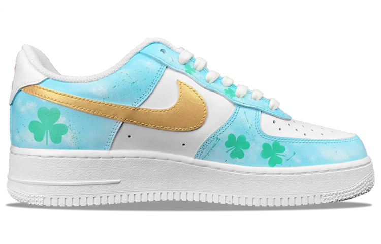 Order [定制鞋] 耐克空军一号低帮 '07 '三叶草氛围蓝绿' CW2288-111(Team21-男款三叶草)