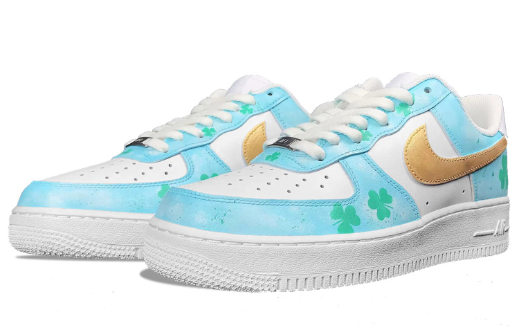 Lookbook [定制鞋] 耐克空军一号低帮 '07 '三叶草氛围蓝绿' CW2288-111(Team21-男款三叶草)