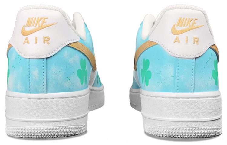 Shop [定制鞋] 耐克空军一号低帮 '07 '三叶草氛围蓝绿' CW2288-111(Team21-男款三叶草)
