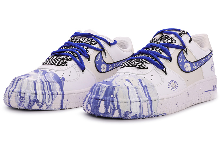 Lookbook [カスタムシューズ] ナイキエアフォース1 ロー '07 'ダヴィンチカリフォルニアフルイド' CW2288-111(TeamM-男款笑脸白蓝)