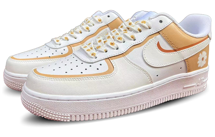 Lookbook 【定制球鞋】 Nike Air Force 1 Low 07 空軍一號 小雛菊 解構風 清新 特殊鞋帶 手繪彩繪 低幫 板鞋 男款 黃白