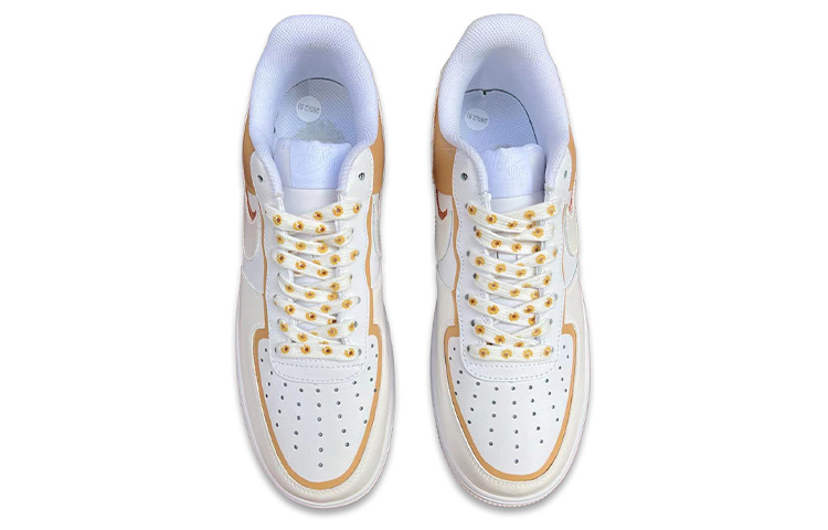 Shop 【定制球鞋】 Nike Air Force 1 Low 07 空軍一號 小雛菊 解構風 清新 特殊鞋帶 手繪彩繪 低幫 板鞋 男款 黃白