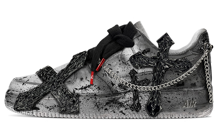 Buy [定制鞋] 耐克空军一号低帮 '07 '暗黑哥特' CW2288-111(TeamY-男款十字架黑灰)