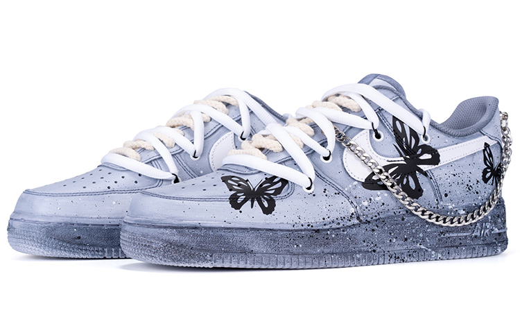 Lookbook カスタムAF1 '07 レトロ蝶々 グレー黒 CW2288-111(Team11-男款复古蝴蝶)