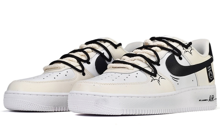 Lookbook 나이키 에어포스 1 '07 베이지 스마일 패치 (커스텀) CW2288-111(TeamE-男款做旧笑脸S-BOX)