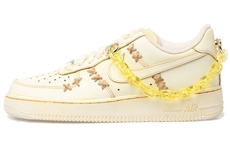 Buy [Kasut Custom] Nike Air Force 1 Rendah '07 'Dyed Vibe Chain Hemp Anyaman Kuning' CW2288-111(Tean拾玖-男款浸染做旧链条黄)