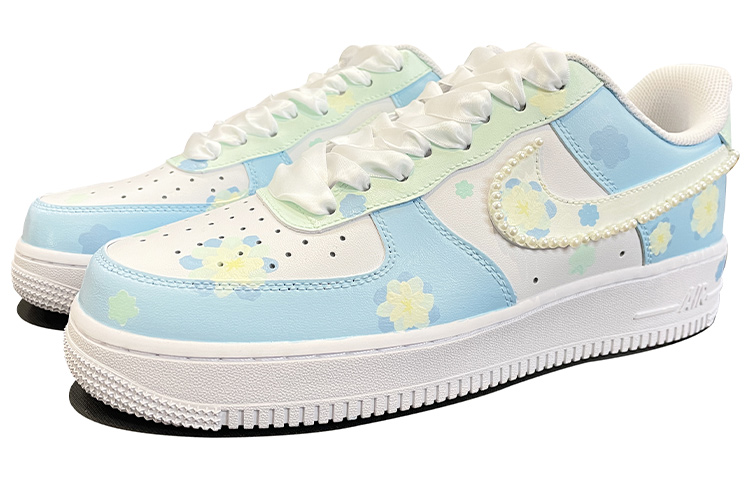 Lookbook [定制鞋] 耐克空军1号低帮 '07 '花卉珍珠涂鸦' 315122-111(TeamD-男款花朵珍珠手绘涂鸦)