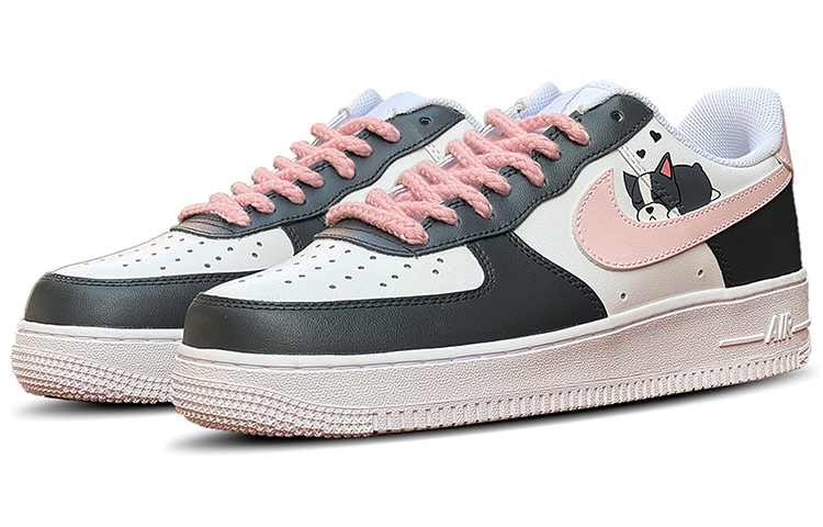 Lookbook [Sneakers Custom] Nike Air Force 1 Low '07 'Frenchie Hitam Merah Jambu' 315122-111(TeamD-男款法斗手绘彩绘黑白粉)
