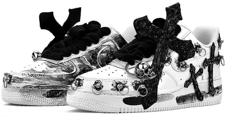 【定製球鞋】Nike Air Force 1 Low 07 空軍一號 骷髏 暗黑系十字架 重金屬朋克 哥德式 低筒 板鞋 男款 黑白 Lookbook 【定製球鞋】Nike Air Force 1 Low 07 空軍一號 骷髏 暗黑系十字架 重金屬朋克 哥德式 低筒 板鞋 男款 黑白