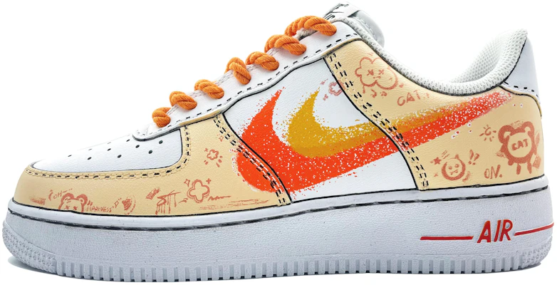 【專屬訂製球鞋】Nike Air Force 1 Low 07 塗鴉小熊 低筒 板鞋 男女款 白黃橙 Buy 【專屬訂製球鞋】Nike Air Force 1 Low 07 塗鴉小熊 低筒 板鞋 男女款 白黃橙