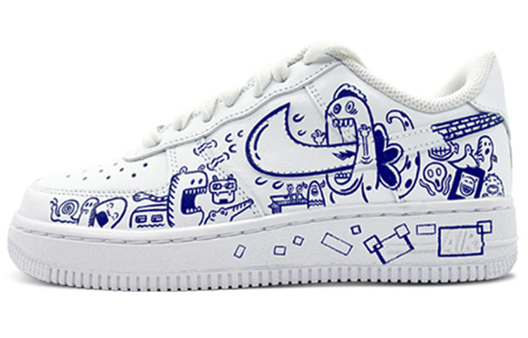 [Custom Shoes] Nike Air Force 1 Low '07 'Graffiti Monsters Blue White'