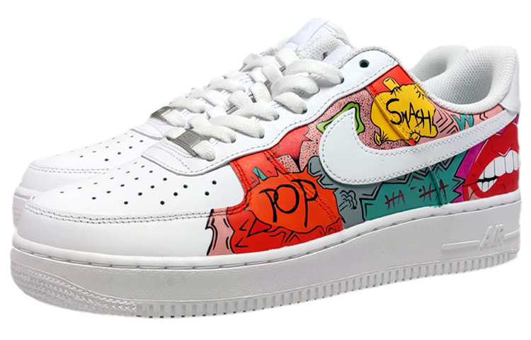 Lookbook [定制鞋] 耐克 空军 1 低帮 '07 '涂鸦红白' CW2288-111(Team5-男款涂鸦白红)