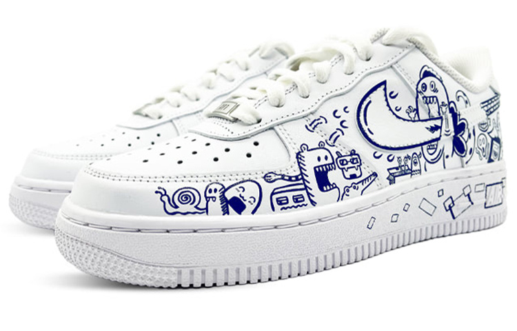 [Custom Shoes] Nike Air Force 1 Low '07 'Graffiti Monsters Blue White' 圖 4