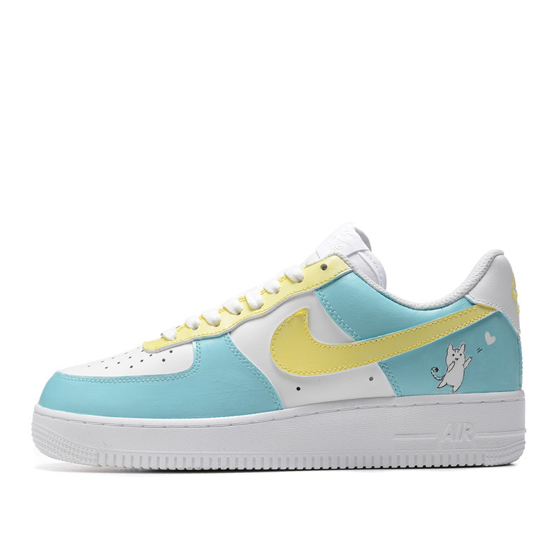 Buy [Kasut Custom] Nike Air Force 1 Low '07 'Kucing Gembira Putih-Kuning-Biru' CW2288-111(Team54-开心猫)