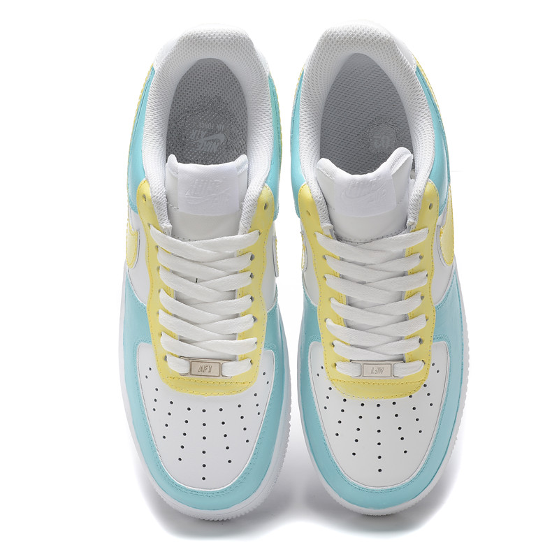 Shop [Kasut Custom] Nike Air Force 1 Low '07 'Kucing Gembira Putih-Kuning-Biru' CW2288-111(Team54-开心猫)