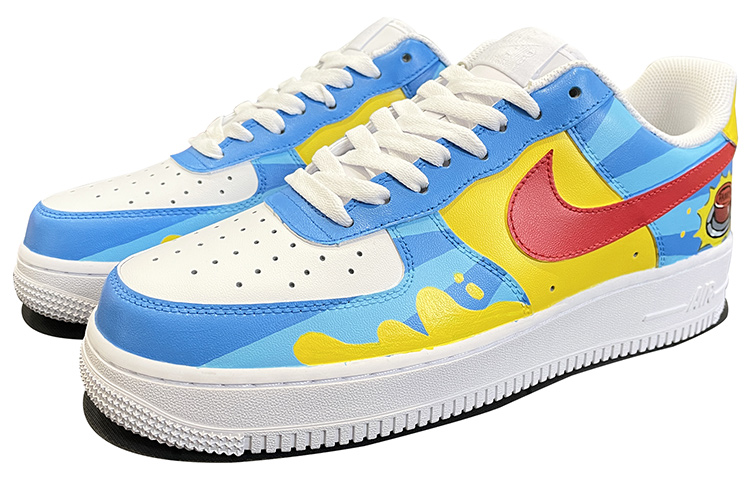 Lookbook [Custom Shoes] Nike Air Force 1 Low '07 'Butang Merah Kartun Grafiti' 315122-111(TeamD-男款红色按钮蓝黄红)