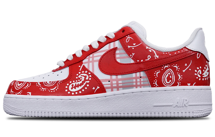 Buy [Sneakers Custom] Nike Air Force 1 Low '07 'Merah Putih Kembang Plaid Bunga Gajus' CW2288-111(TeamT-格纹腰果花红白S-BOX)