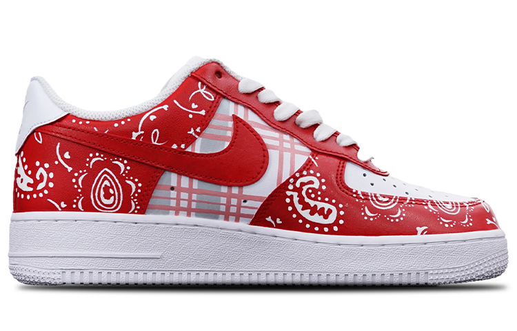 Order [Sneakers Custom] Nike Air Force 1 Low '07 'Merah Putih Kembang Plaid Bunga Gajus' CW2288-111(TeamT-格纹腰果花红白S-BOX)