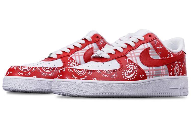 Lookbook [Sneakers Custom] Nike Air Force 1 Low '07 'Merah Putih Kembang Plaid Bunga Gajus' CW2288-111(TeamT-格纹腰果花红白S-BOX)