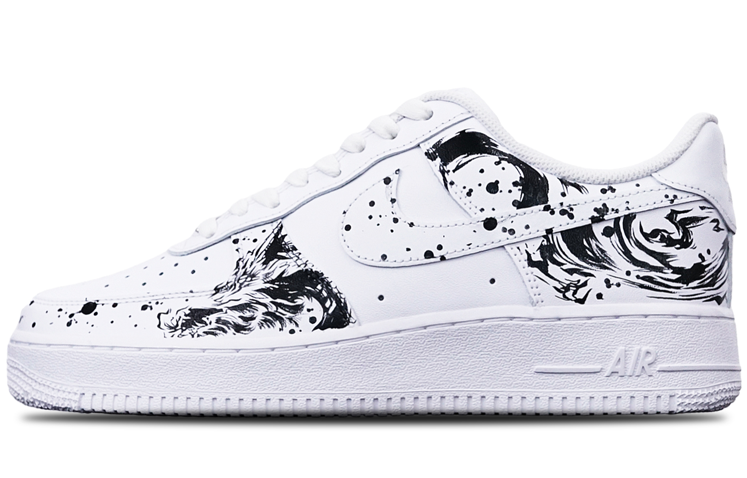 [Custom Shoes] Nike Air Force 1 Low '07 'Splatter Ink Black Dragon'