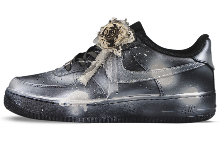 Buy 【定制球鞋】Nike Air Force 1 Low '07 空軍一號 新中式 特殊禮盒 潑墨 科技銀 灼燒乾枯玫瑰 手工做舊風 情侶 休閒 低幫 板鞋 男款 黑銀