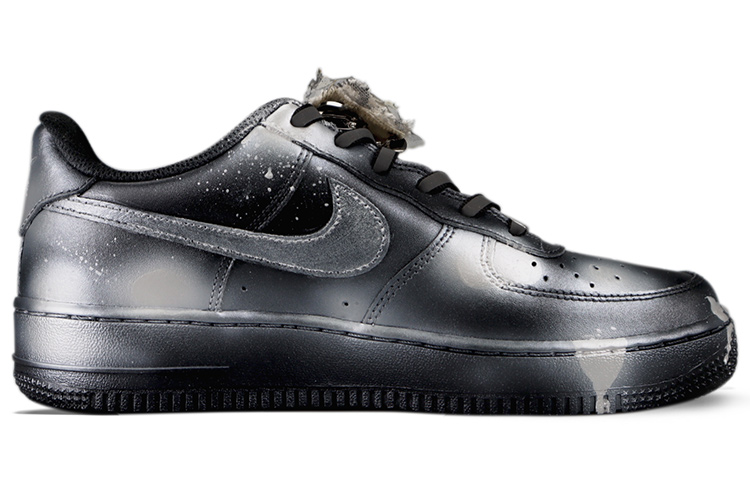 Order 【定制球鞋】Nike Air Force 1 Low '07 空軍一號 新中式 特殊禮盒 潑墨 科技銀 灼燒乾枯玫瑰 手工做舊風 情侶 休閒 低幫 板鞋 男款 黑銀