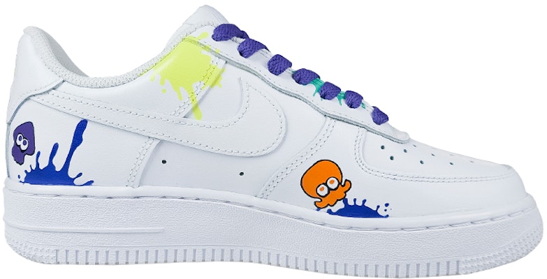 【定制球鞋】Nike Air Force 1 Low 07 色彩噴濺 噴戰 Splatoon 低筒 板鞋 男款 白黃藍 Order 【定制球鞋】Nike Air Force 1 Low 07 色彩噴濺 噴戰 Splatoon 低筒 板鞋 男款 白黃藍