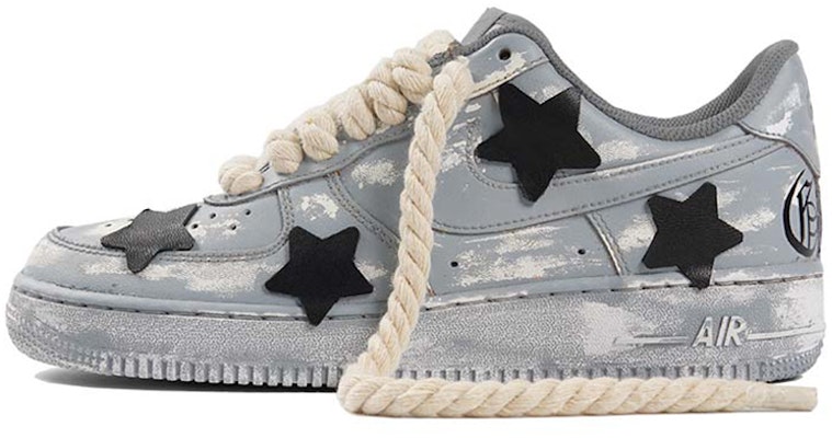【定製球鞋】Nike Air Force 1 Low '07 踏春 特殊禮盒 哥德 做舊 Vibe風 復古星星 浸染酒精刮刮樂 低幫 板鞋 男款 黑灰 Buy 【定製球鞋】Nike Air Force 1 Low '07 踏春 特殊禮盒 哥德 做舊 Vibe風 復古星星 浸染酒精刮刮樂 低幫 板鞋 男款 黑灰