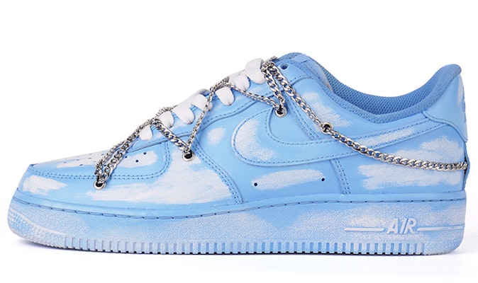 【定制球鞋】Nike Air Force 1 Low 07 空軍一號 街頭范 浸染 做舊 解構鏈條 脏脏鞋 低幫 板鞋 男款 藍色 Buy 【定制球鞋】Nike Air Force 1 Low 07 空軍一號 街頭范 浸染 做舊 解構鏈條 脏脏鞋 低幫 板鞋 男款 藍色