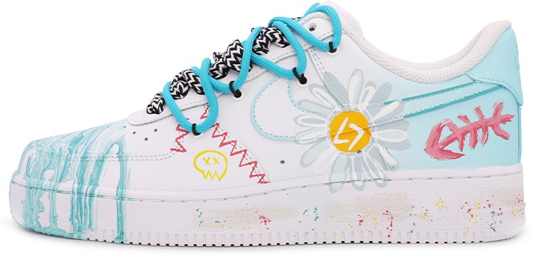 custom-shoes-nike-air-force-1-low-07-tiffany-blue-sunflower-retro-graffiti