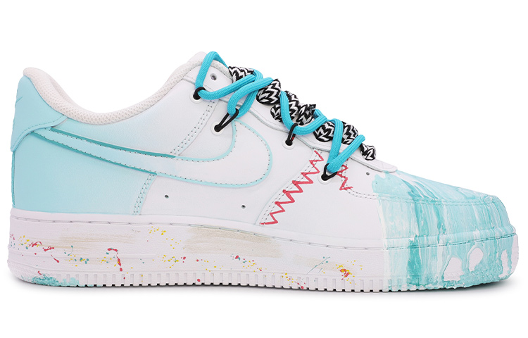 Order [Sepatu Custom] Nike Air Force 1 Low '07 'Tiffany Blue Sunflower Retro Grafiti' CW2288-111(TeamM-男款太阳花白蓝)