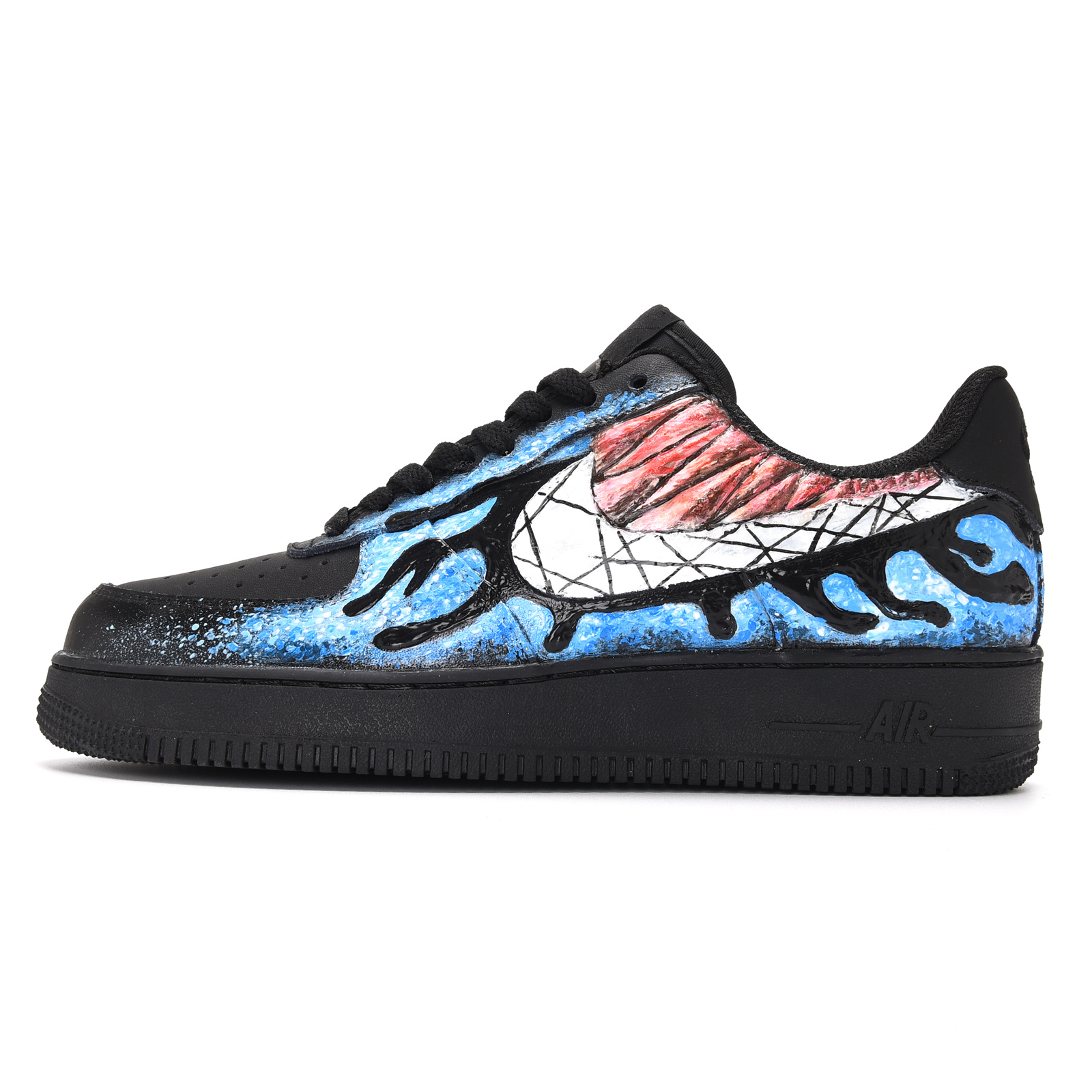 Buy [カスタムシューズ] ナイキ エア フォース 1 ロー '3D手描きタクティルアート' CW2288-001(Team23-男女款-毒液-纯黑)