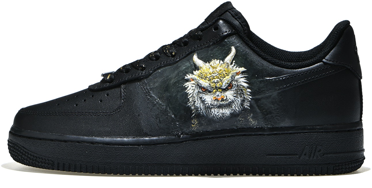 custom-shoes-nike-air-force-1-low-3-d-hand-painted-tactile-art-black
